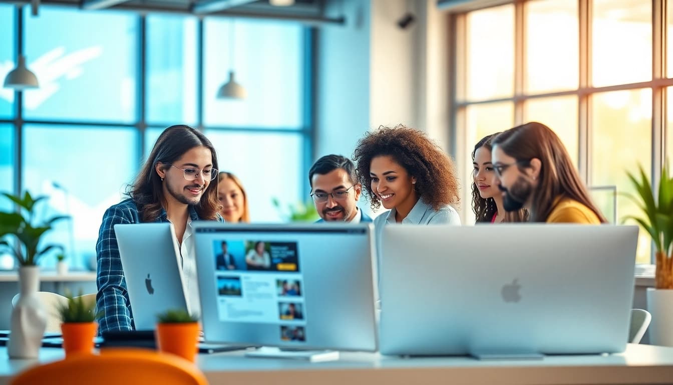Engaging teamwork at a web design company focusing on innovative website projects.