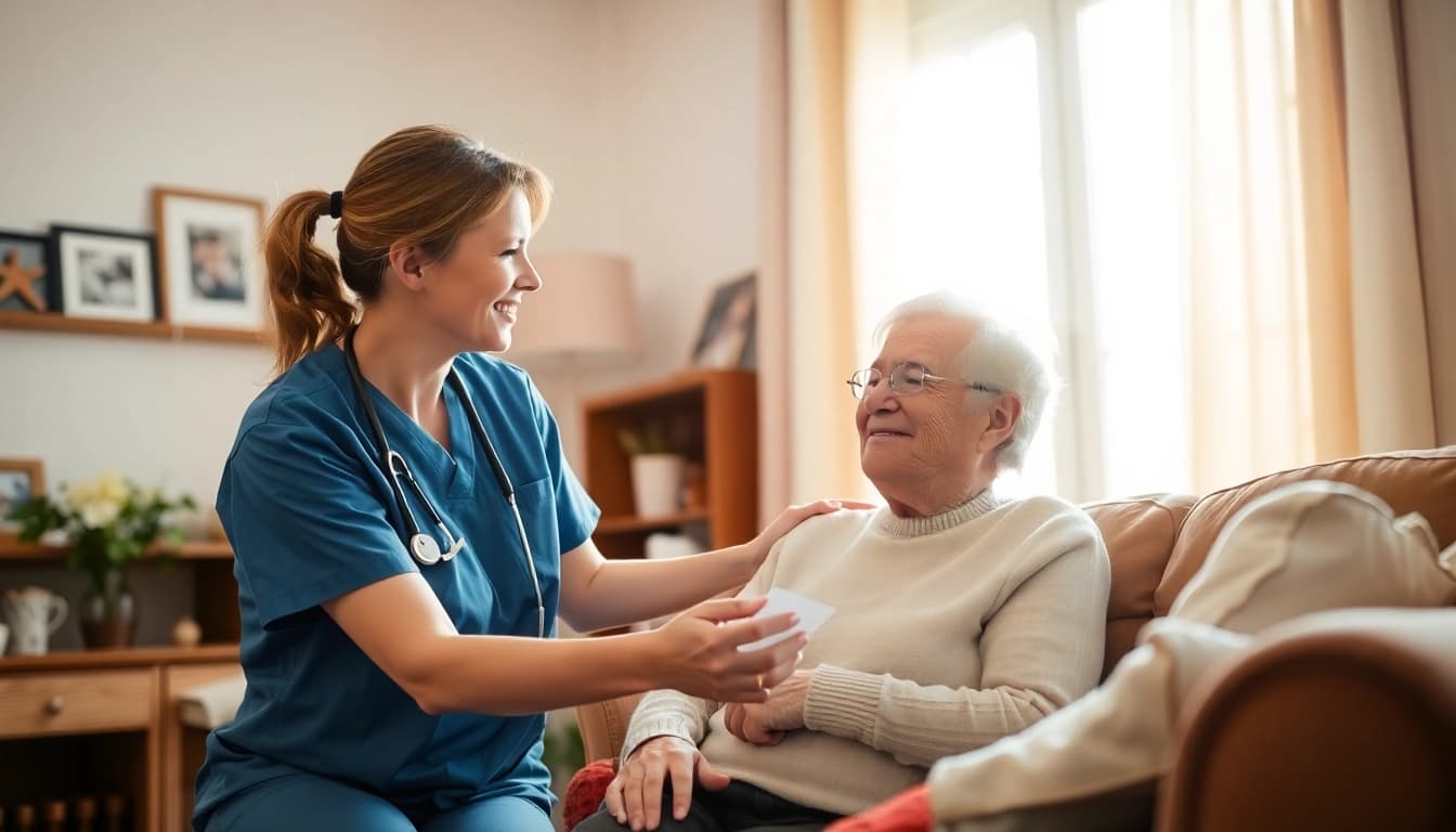Supportive interaction in in home care austin tx, showcasing compassion and comfort.