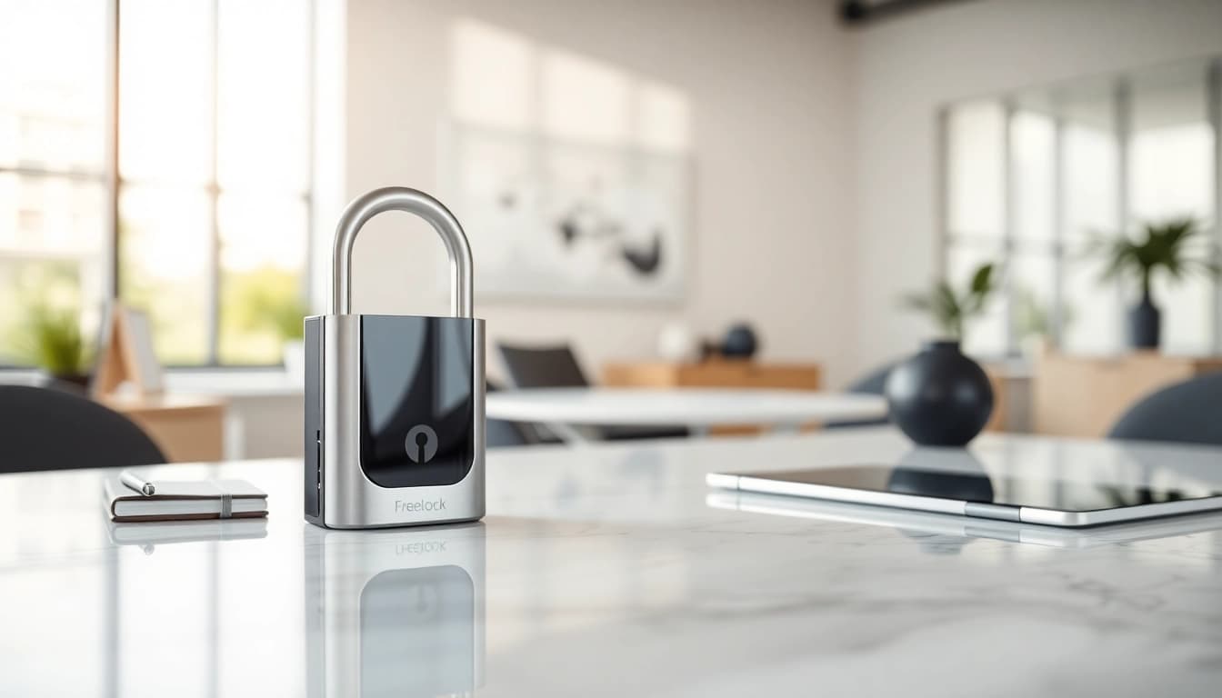 Freelock device displayed elegantly on a modern countertop to highlight its features und usability.