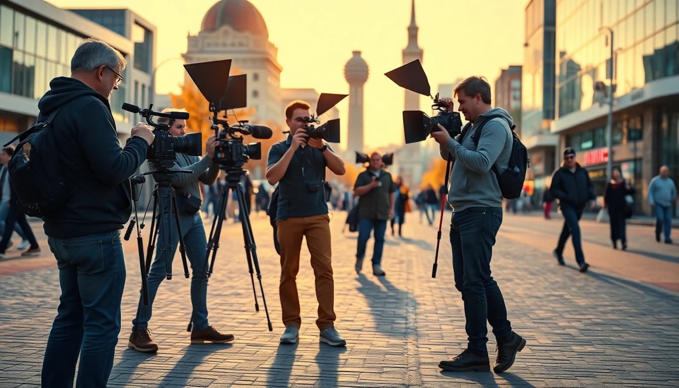 Edmonton production companies showcasing a film crew working in a vibrant outdoor setting.