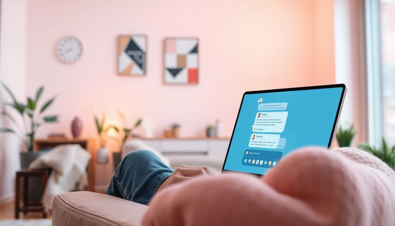 Engaging AI chatbots for intimate conversations in a cozy setting, depicting the potential of sex ai.