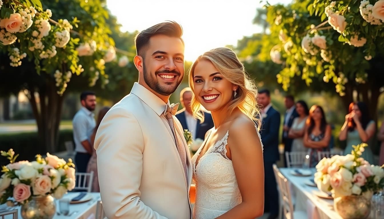 Wedding photographers in Tampa capture joyful wedding moments with romantic decor and sunny atmosphere.