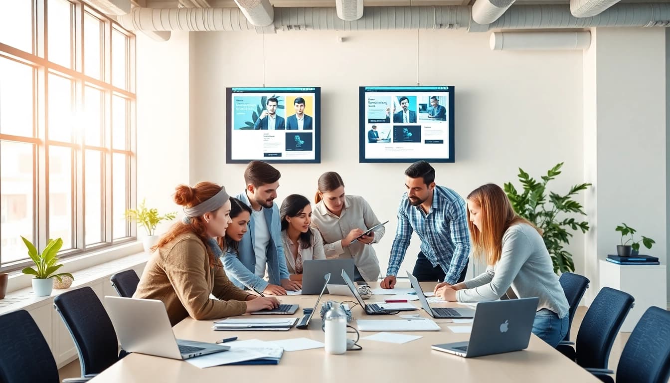Creative session at a web design company showcasing teamwork and innovation.