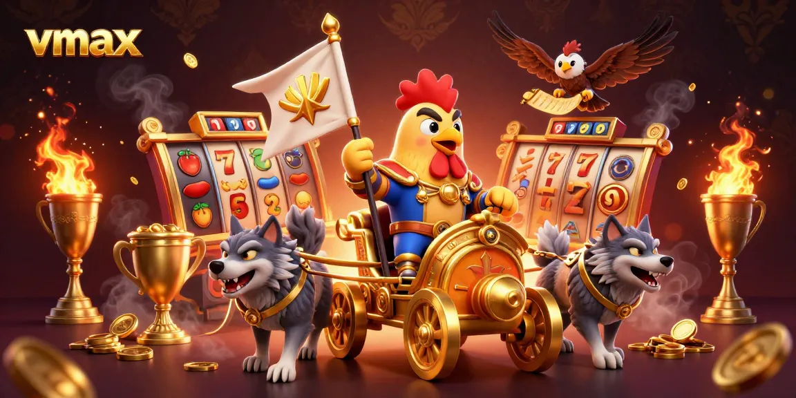 Experience exhilarating slots action with vmax and its dynamic characters in vibrant 3D casino setting.