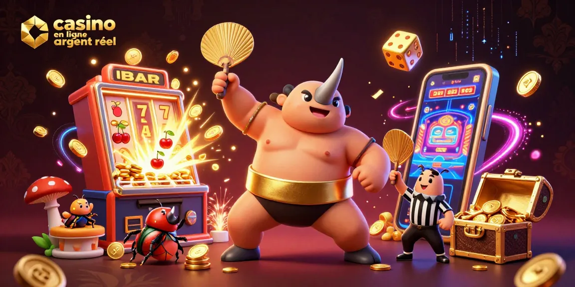 Jouer au casino en ligne argent réel avec une machine à sous explosive illustrée par un scarabée sumo.