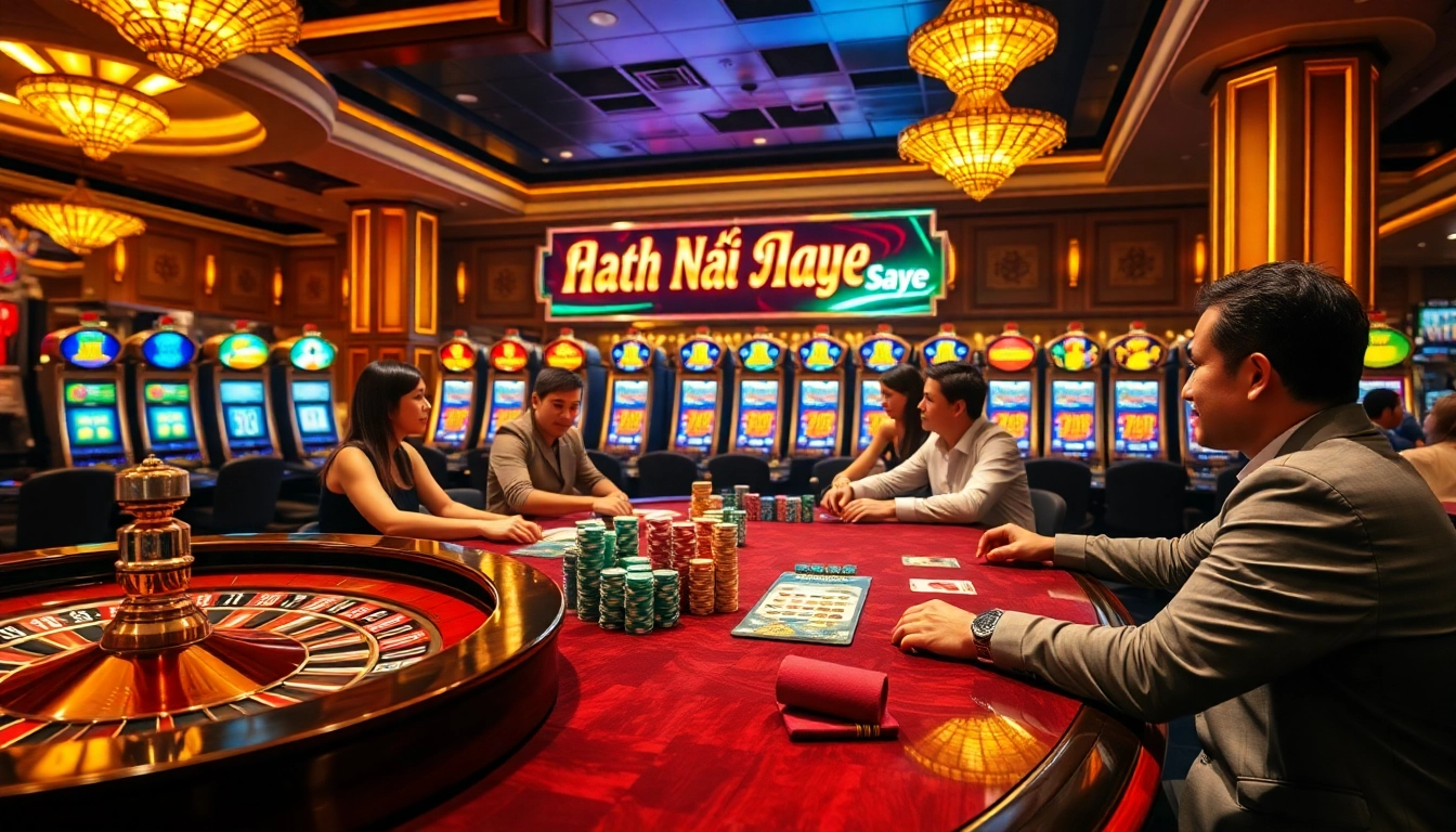 Nếu như vậy bám vào đây betting actions depicted at a vibrant casino with poker chips and roulette.