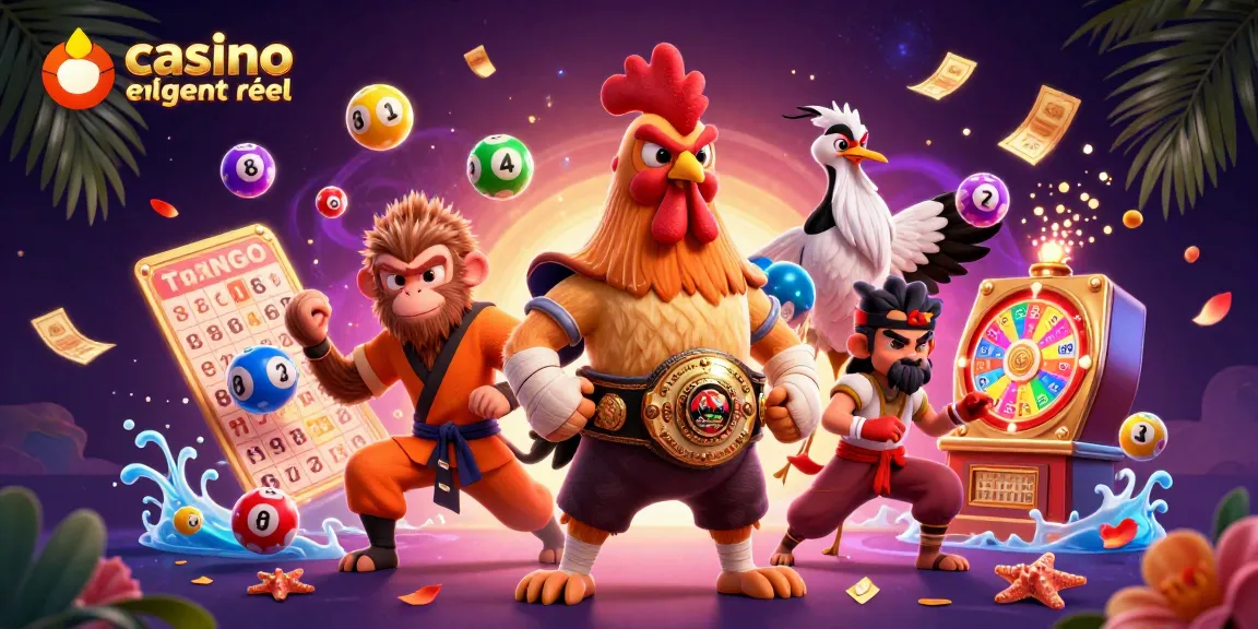 Vivez l'expérience palpitante du casino en ligne argent réel avec des personnages de jeux vibrant dans un environnement riche.