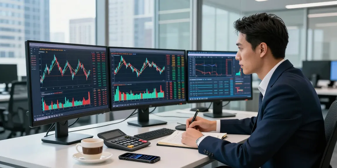 S&P 500 live chart analysis in a modern office with a financial analyst studying market trends.
