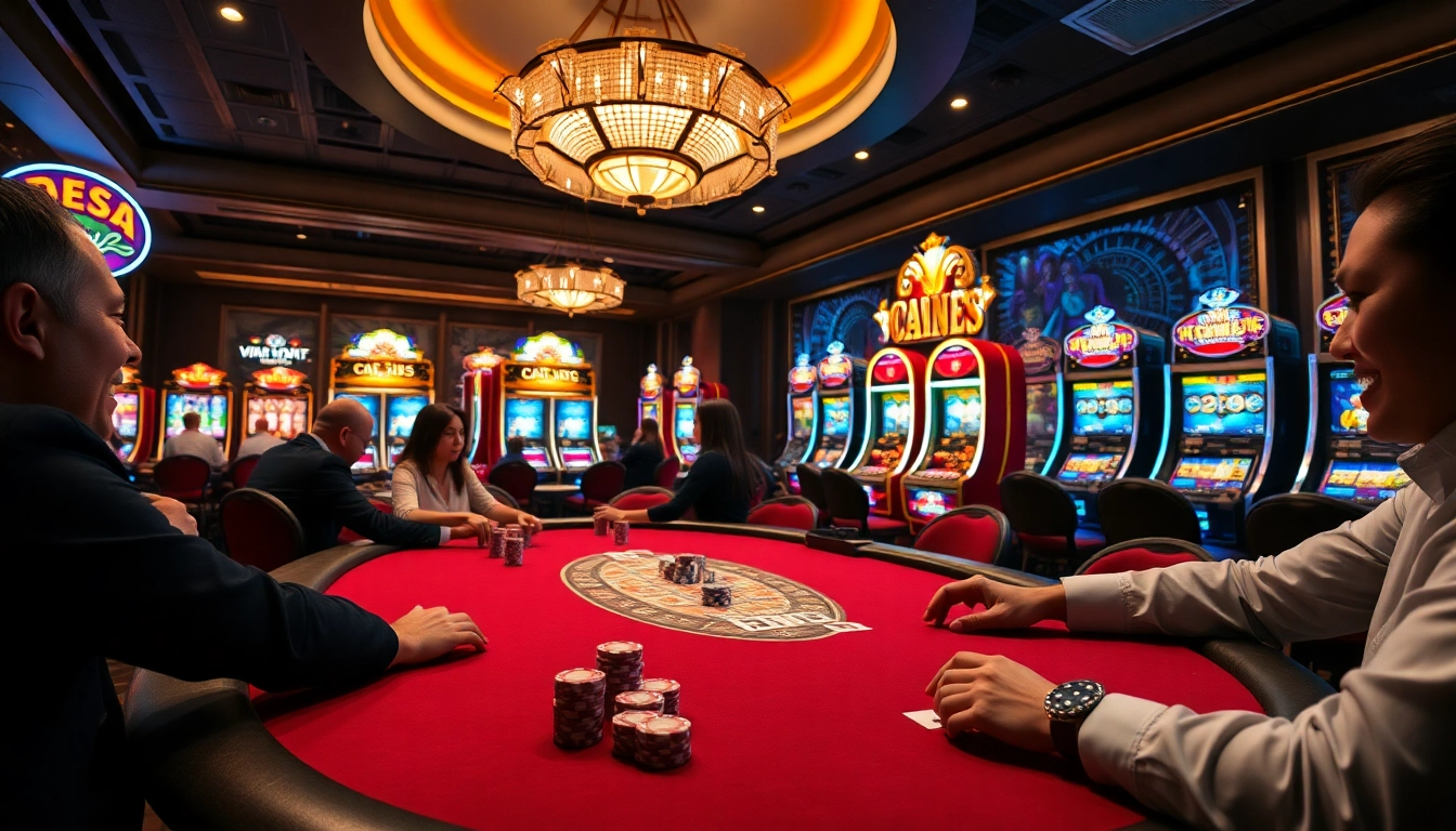 Experience the vibrant thrill of poker at https://vin777.green/ with players immersed in an engaging casino setting.