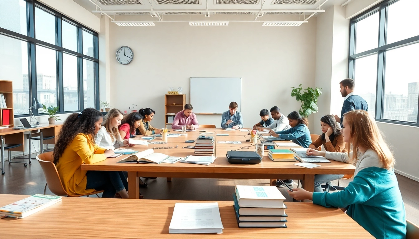 Engaging Education environment with students actively participating in learning activities.