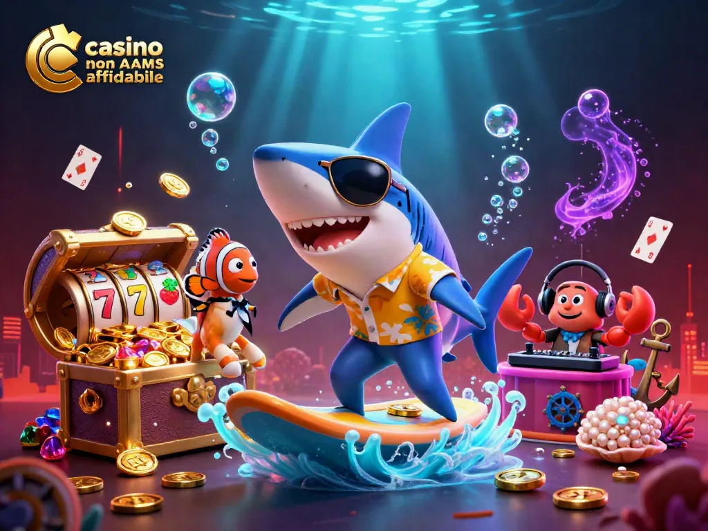Gioca nei migliori casino non AAMS affidabili con divertenti personaggi marini in un'illustrazione vibrante.