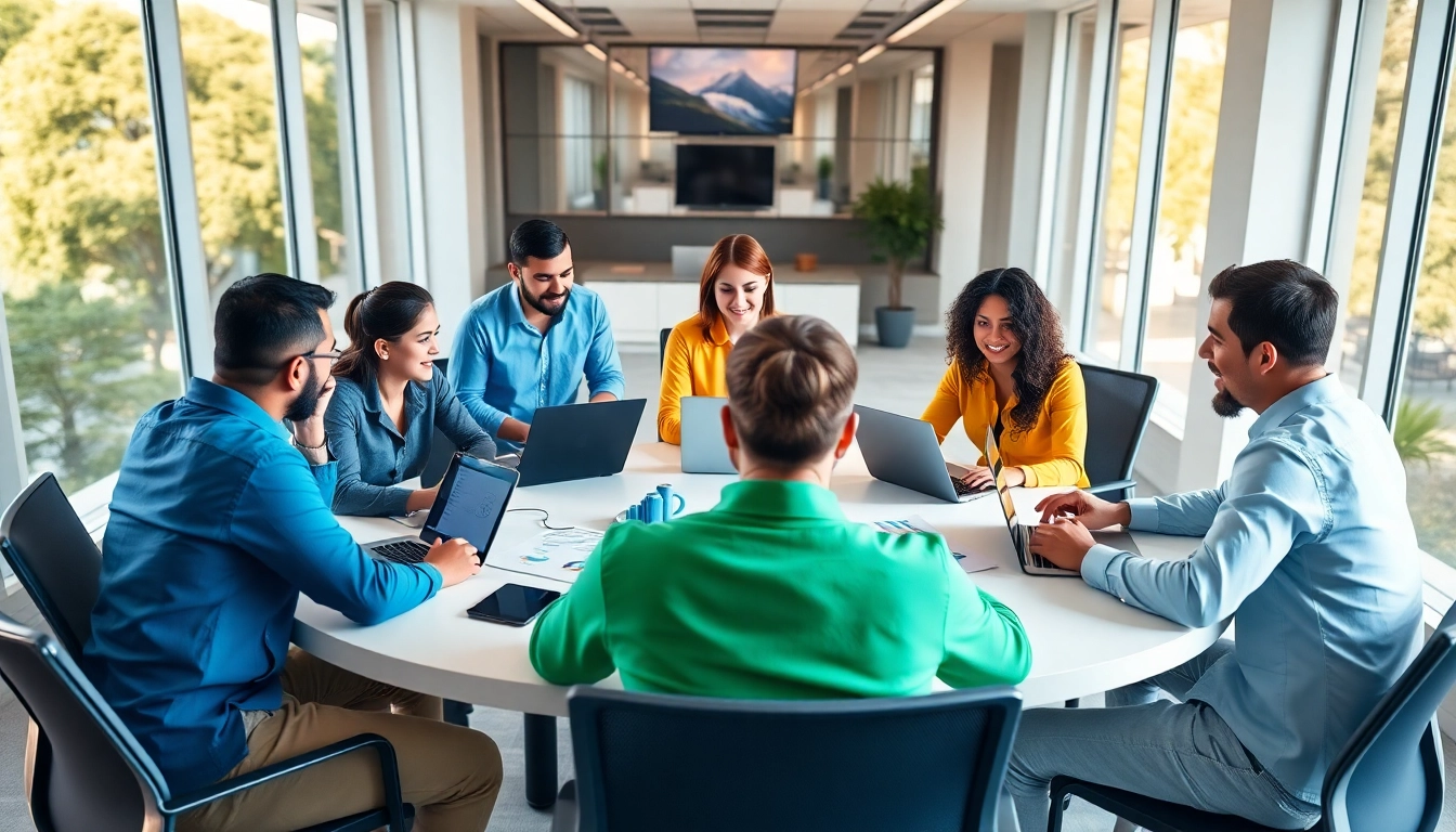 Engaged team exploring uk small business voip solutions in a modern office setting.