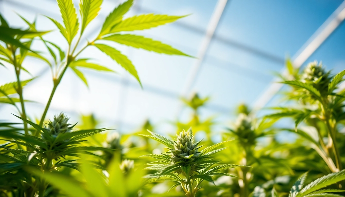 Légalisation cannabis espagne présentée par des plantes vibrantes dans une serre éclairée par le soleil.