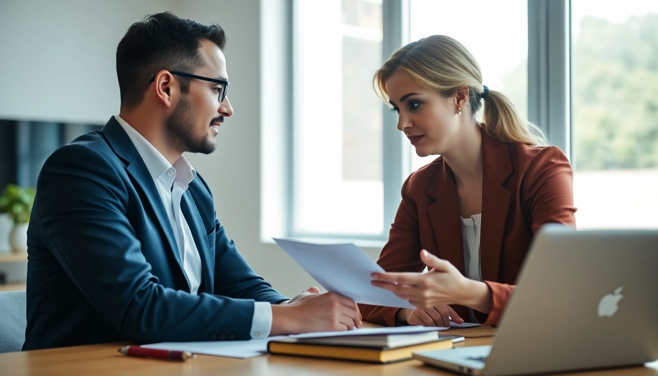 Couple reviewing Family Law Financial Agreements in a professional office.