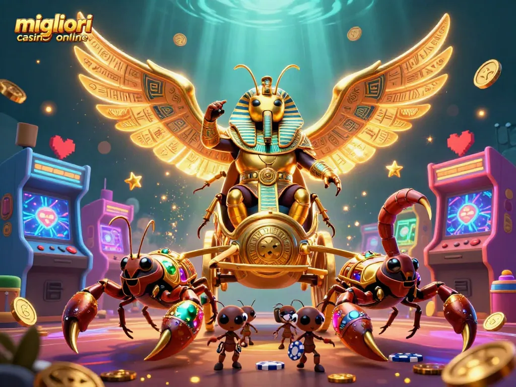 Scopri i migliori casino online mentre giochi con il scarabeo d'oro e scorpioni gioiello.