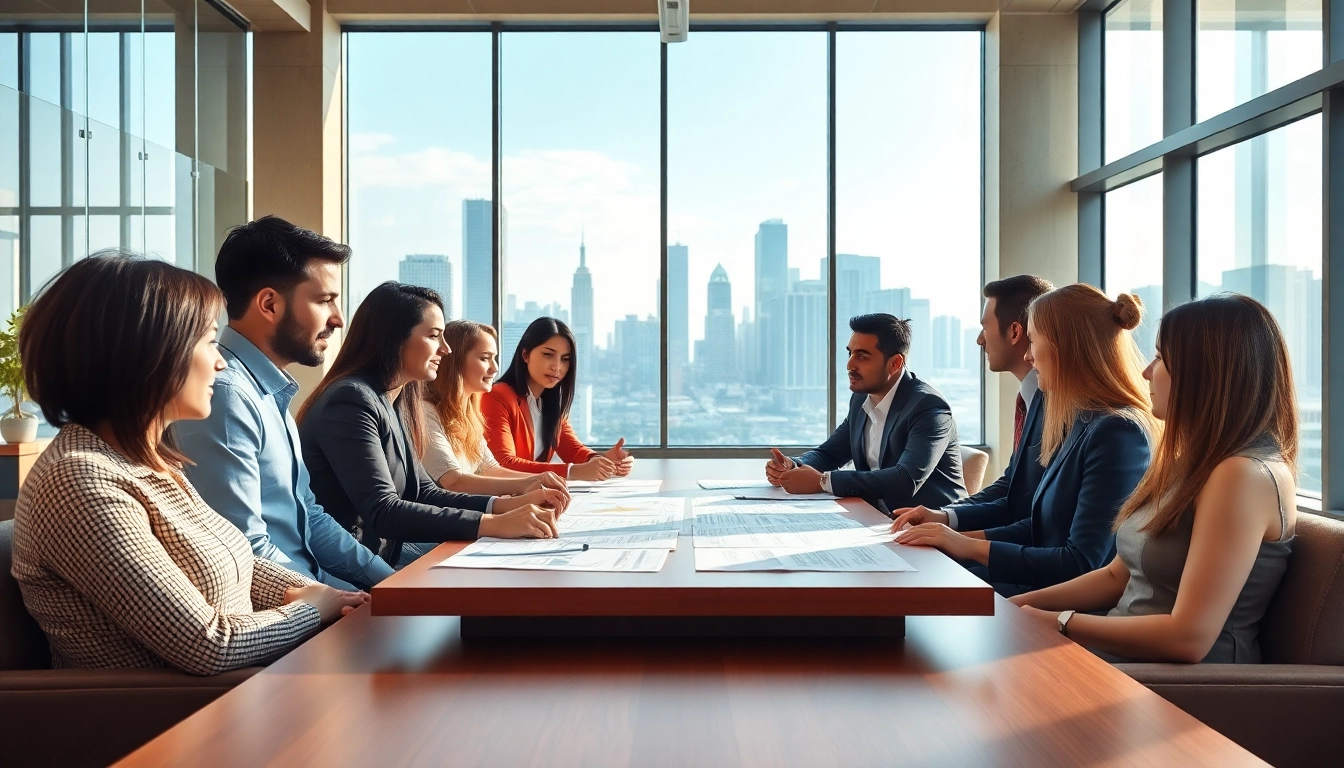 Engaging discussion on industrial leasing in a modern office setting.
