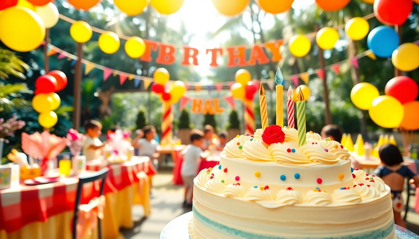 Celebrate a vibrant Singapore birthday party with colorful decorations and joyful children.