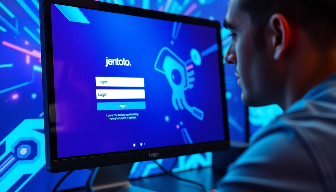 Login ke jentoto dengan antarmuka menarik dan modern pada komputer.