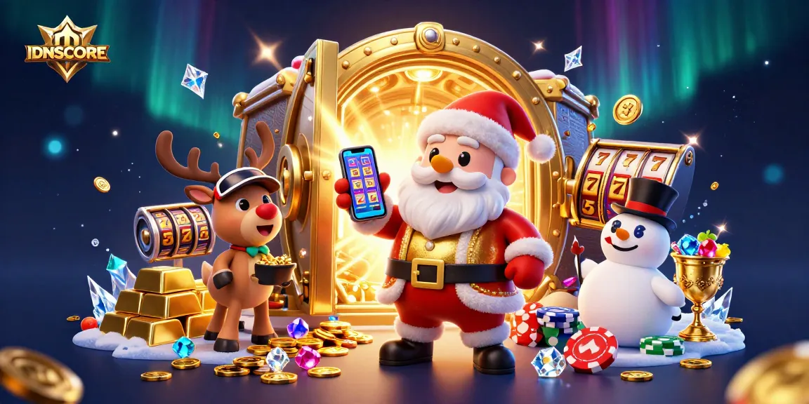 Experience the thrill of IDNSCORE with Santa and friends celebrating jackpot wins