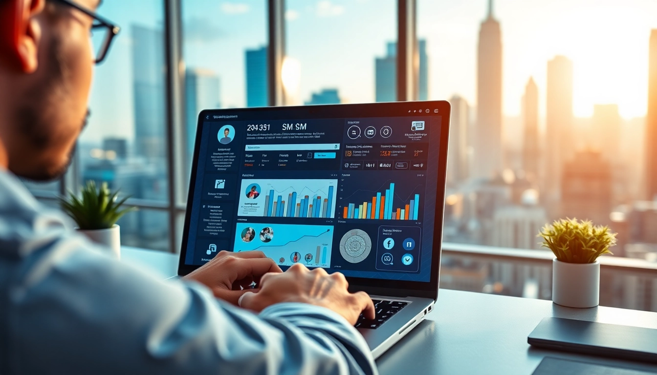 Manage Instagram smm panel efficiently with an engaging digital workspace illustration.