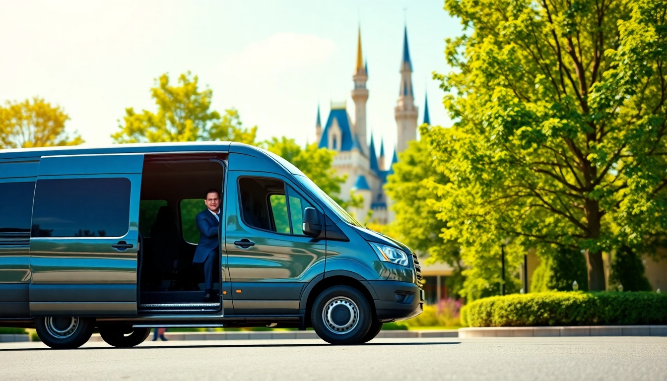 Experience Disneyland Paris airport transfer services with welcoming drivers and stylish vans near the iconic castle.