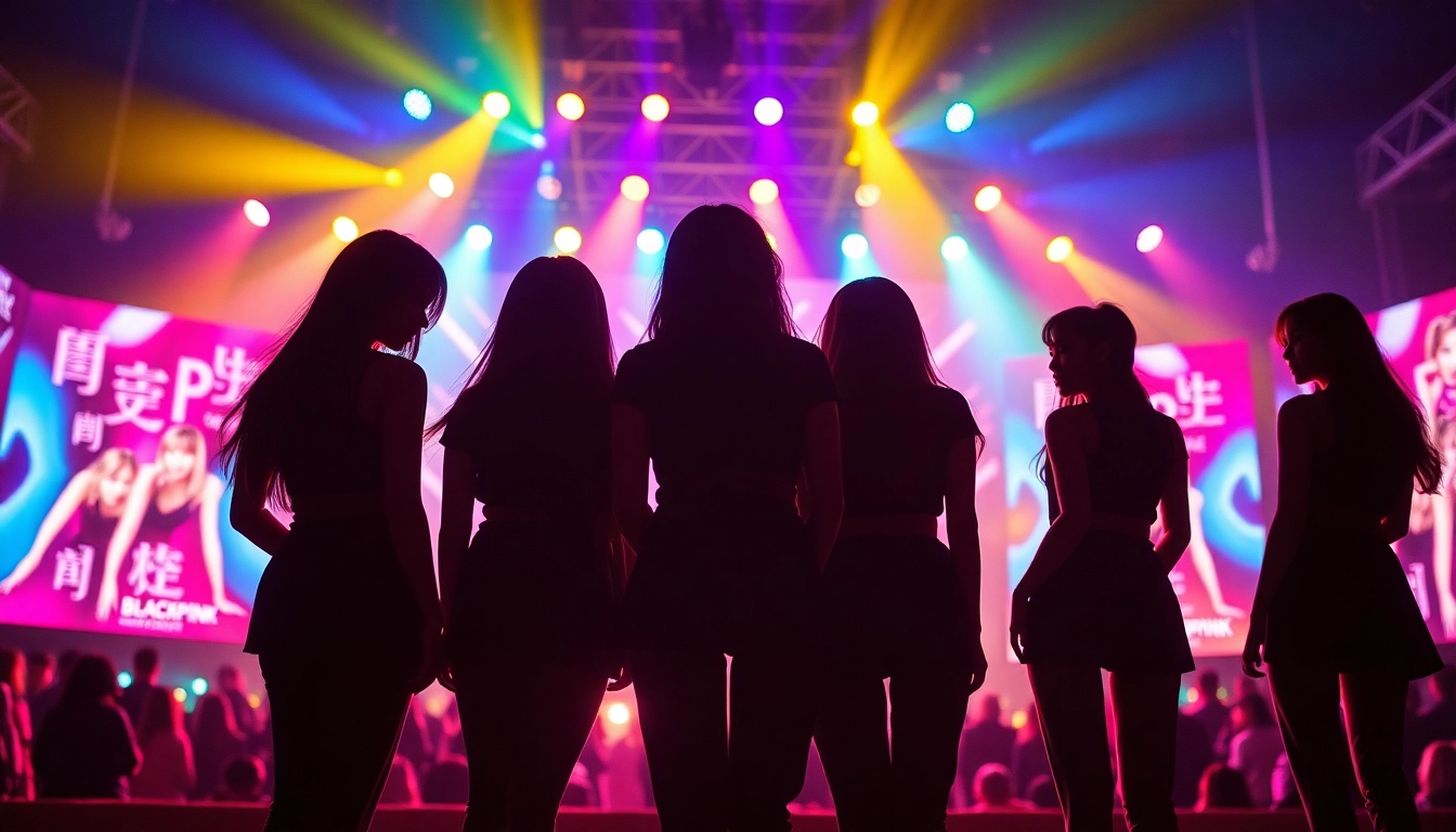 Catch the latest Blackpink news featuring vibrant concert visuals and promotional posters.