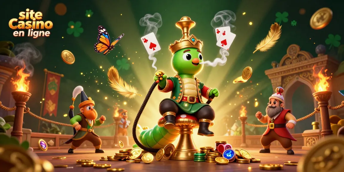 Jouez sur un site casino en ligne avec une illustration dynamique d'un maître du hookah et des symboles de poker.