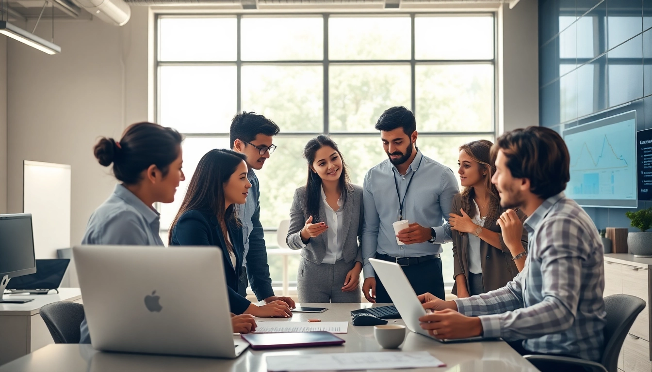 Efficient teamwork in managed IT services near me showcased in a modern, bright office.