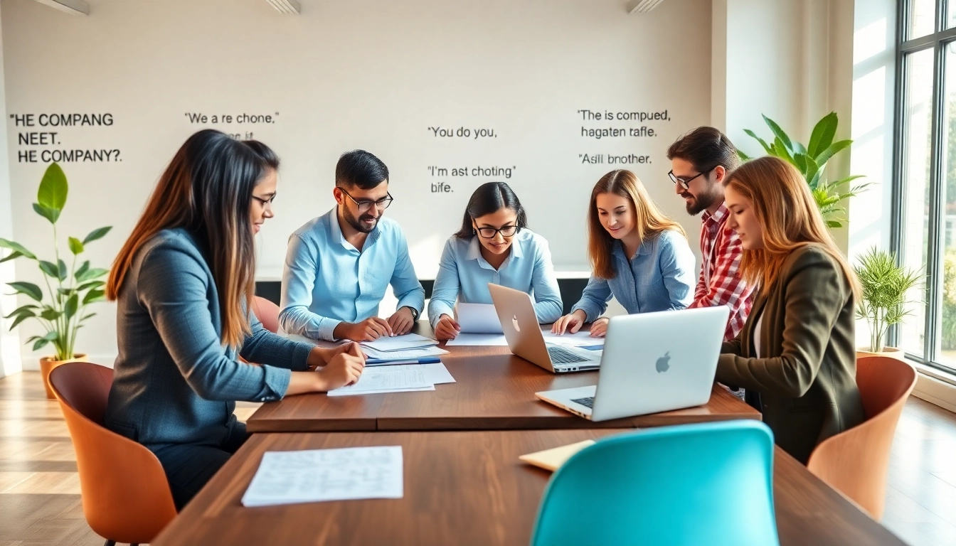 Entrepreneurs collaborating on US company registration documents in a modern office.