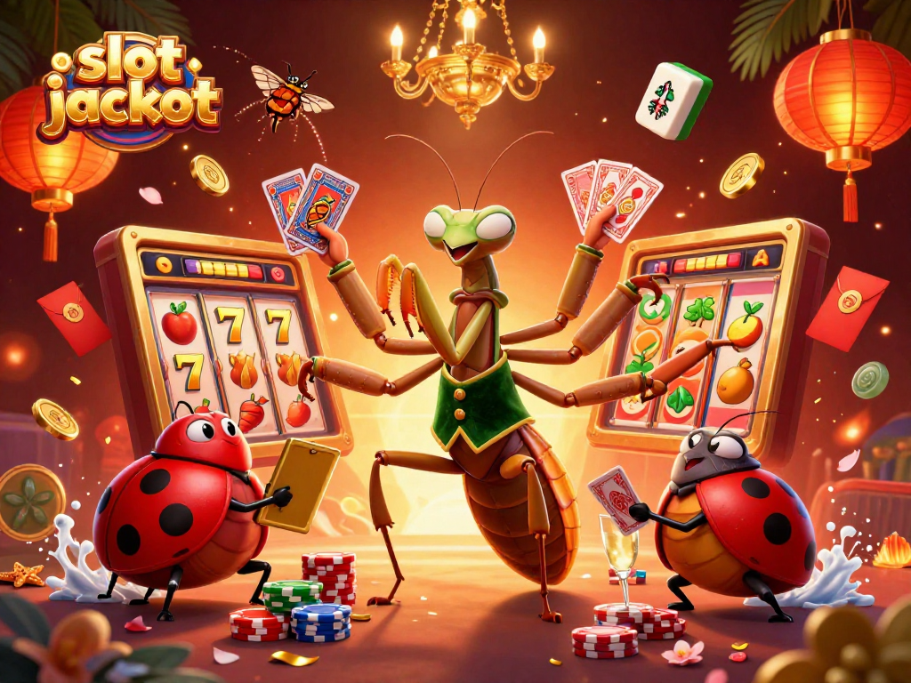Experience the excitement of slot jackpot with vibrant illustrations depicting winning moments in a dynamic casino setting.