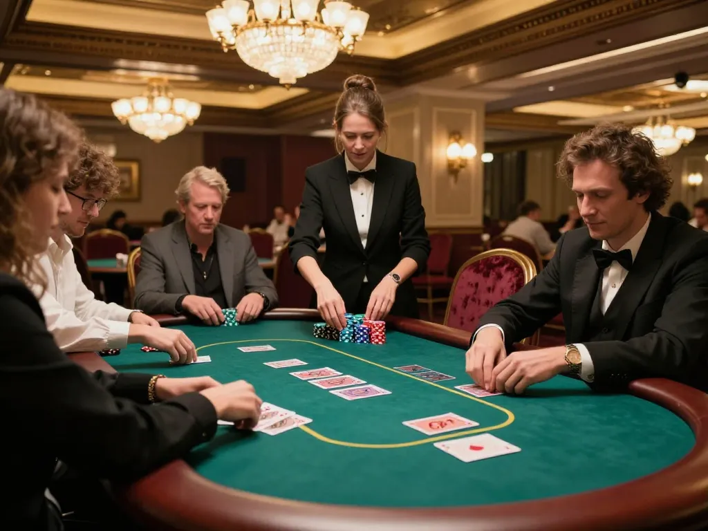 Players competing in a high-stakes poker game at 8LIVE, showcasing dynamic gameplay and luxurious casino atmosphere.