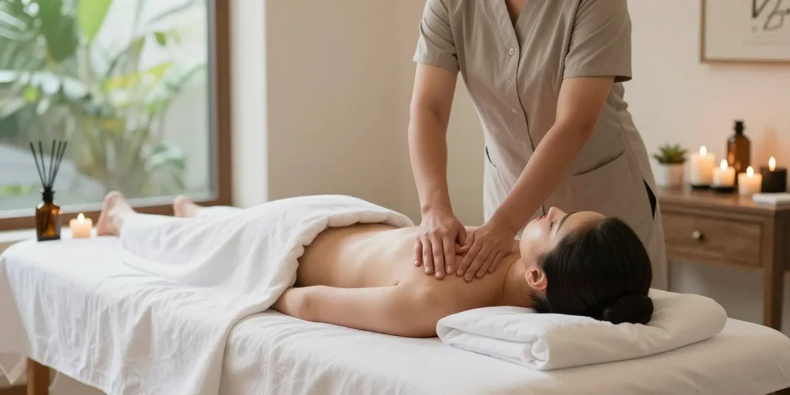 Relaxing Swedish massage experience at makangs.com with serene spa elements.