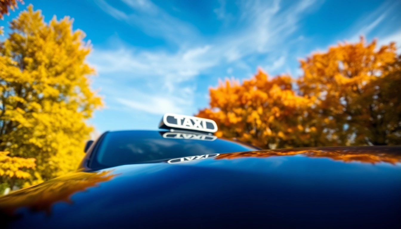 Travel in comfort with a taxi Nottingham to Heathrow airport, featuring a sleek black cab and autumn scenery.