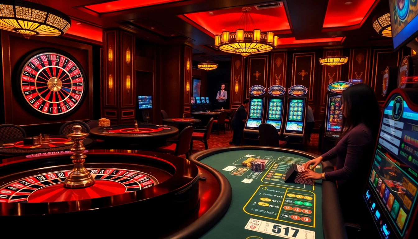 S8 casino scene featuring vibrant roulette, poker tables, and luxury slot machines