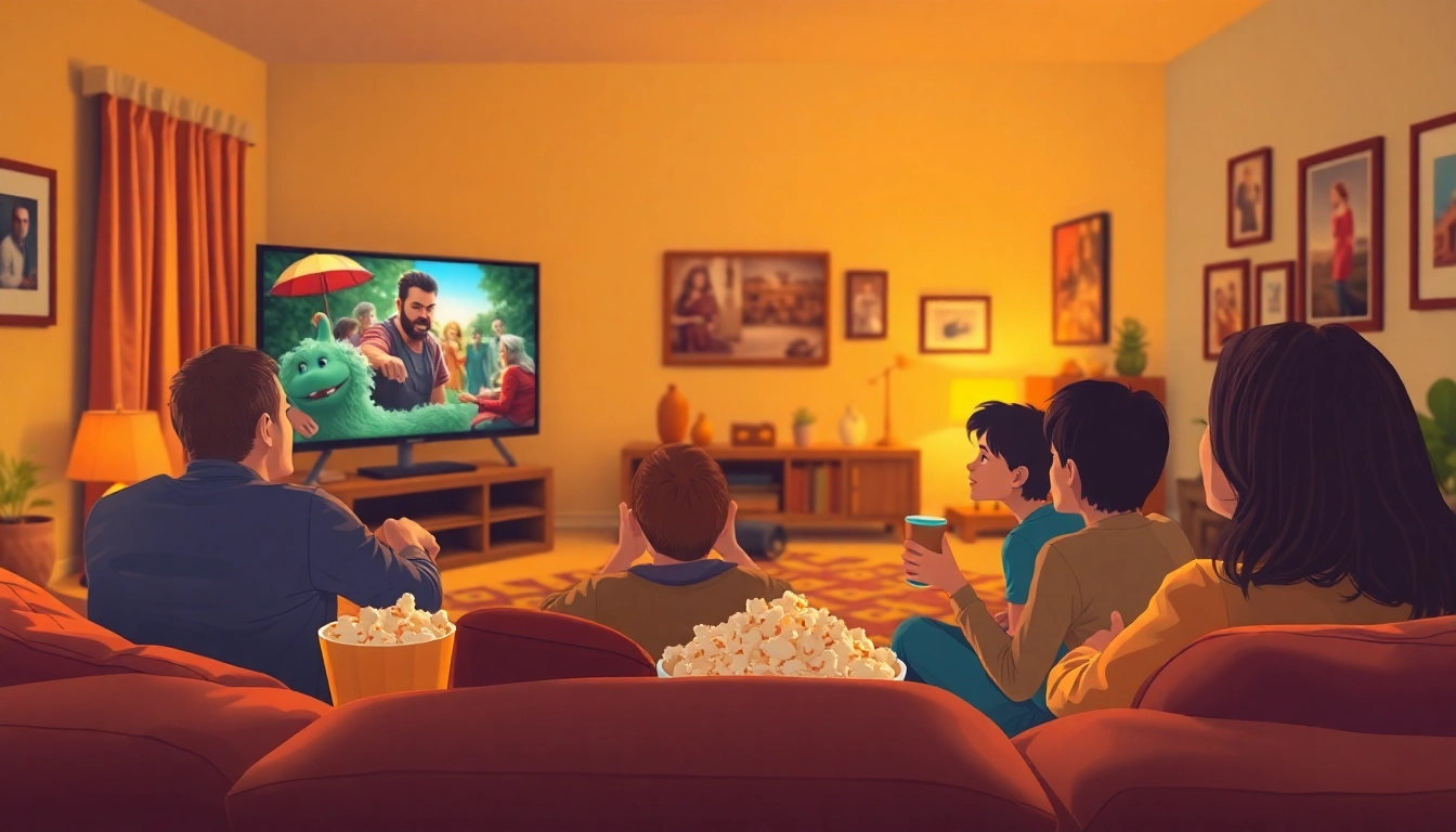 Enjoy family time while watching TV series online free in a cozy living room setup.