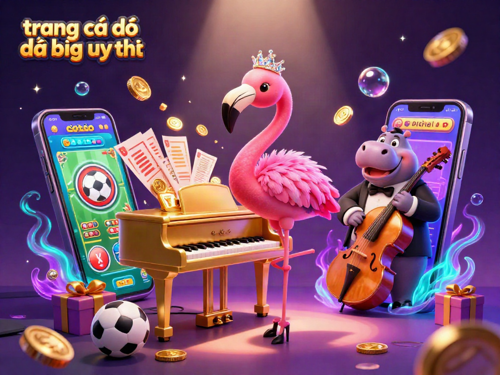 Trang cá độ đá bóng uy tín với hình ảnh nhân vật vui vẻ trong không gian sòng bạc đầy màu sắc.
