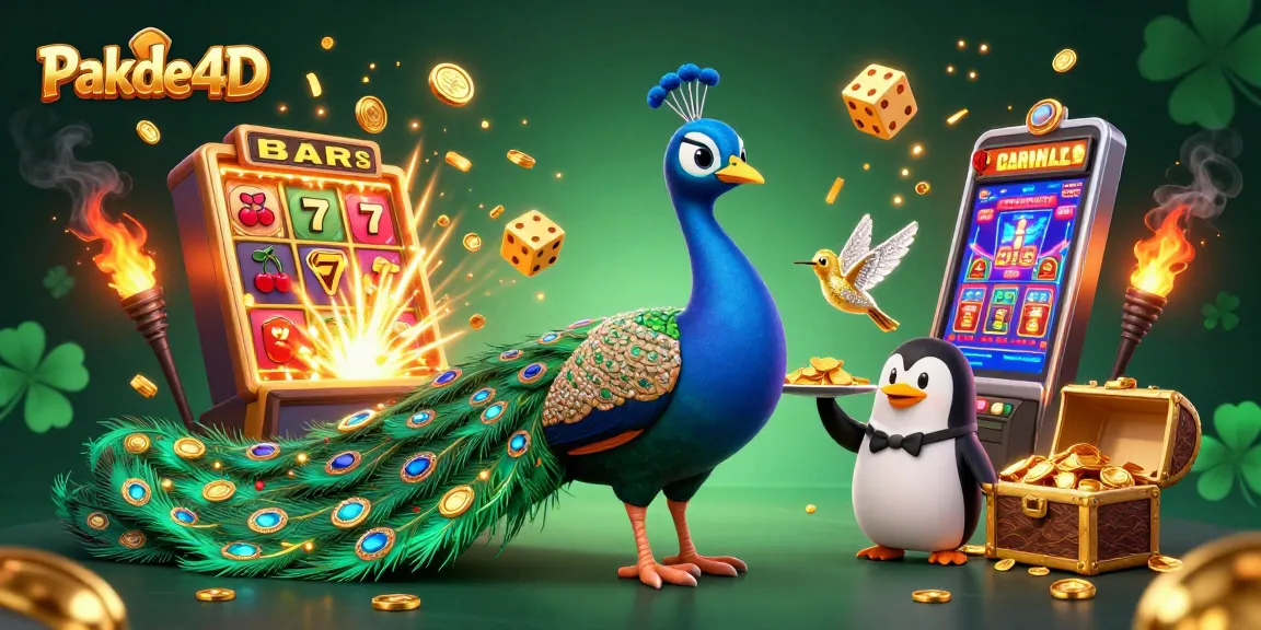 Experience excitement at Pakde4D with a dazzling 3D scene showcasing casino characters and elements.