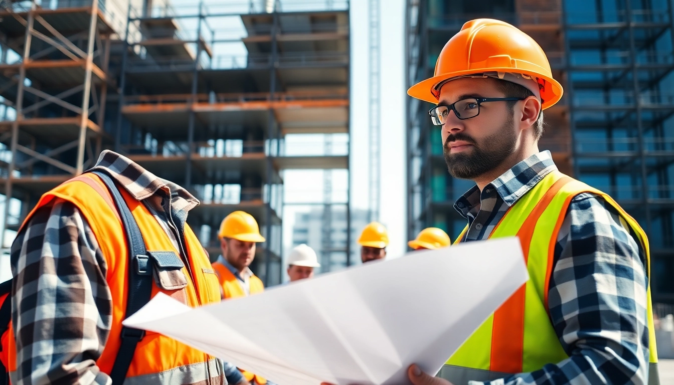 Skilled New York General Contractor leading a construction project with a team.