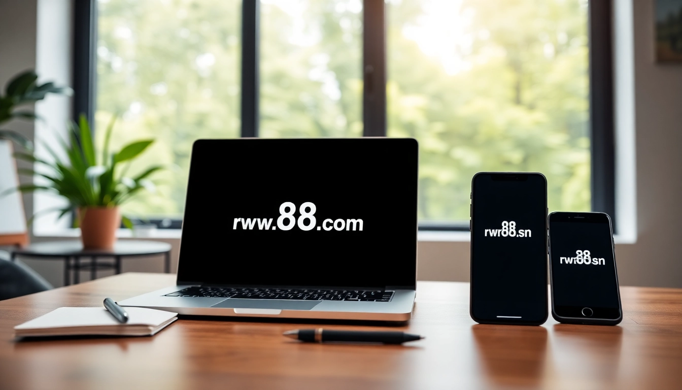 Engaging view of https://rr88sn.com/ displayed on devices in a modern office, showcasing productivity.