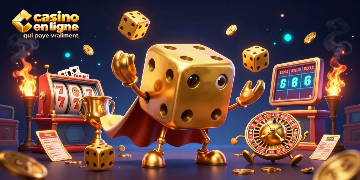 Animation captivante sur un casino en ligne qui paye vraiment, mettant en avant des éléments de jeu dynamiques.