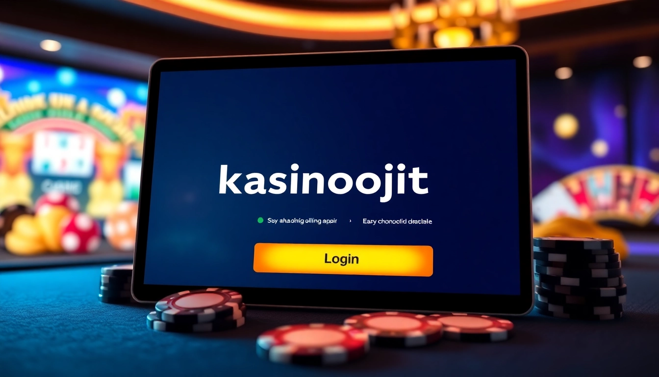 Kasinojitu login interface with vibrant graphics and user-friendly design.