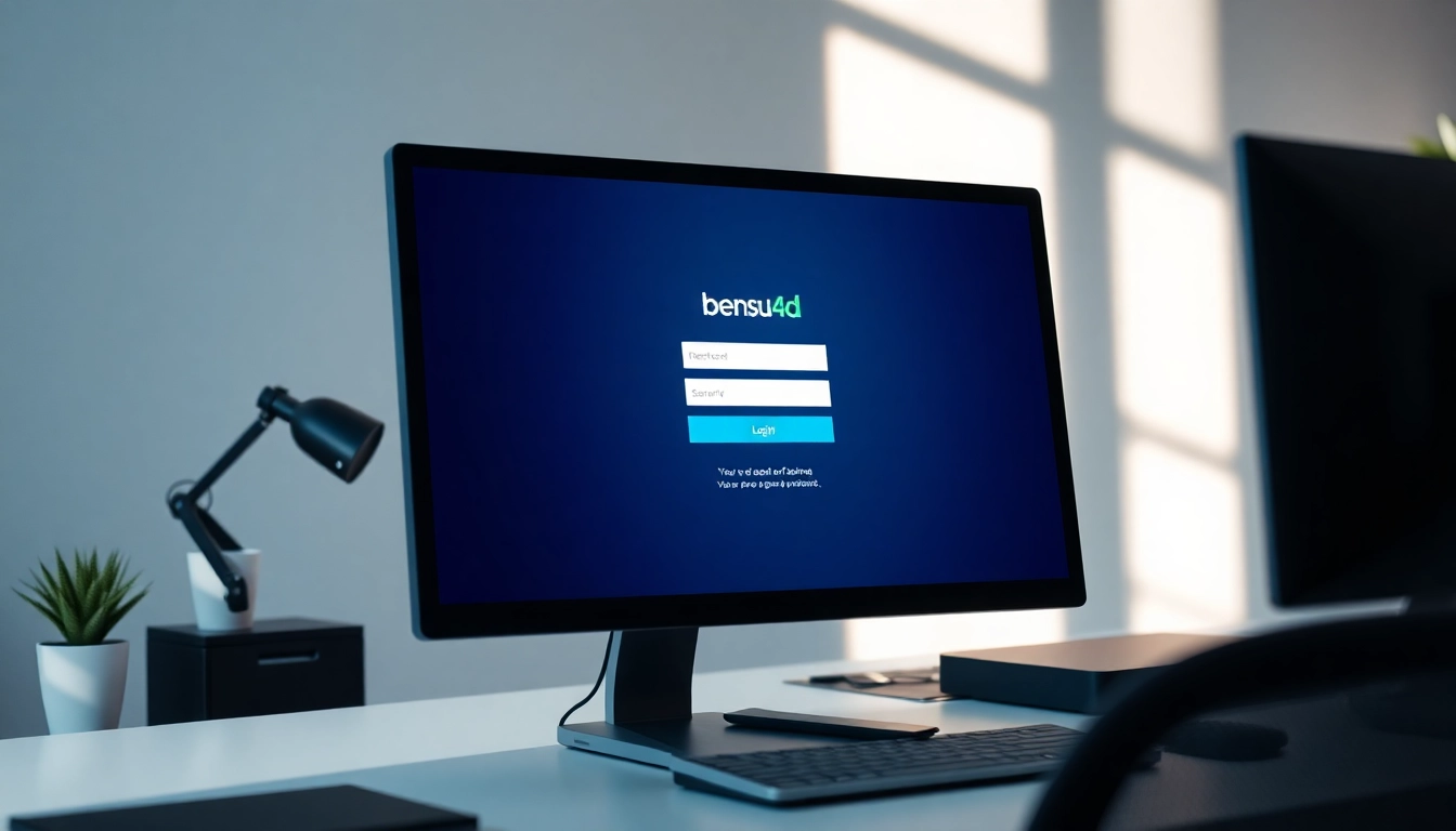 Proses bensu4d login dengan antarmuka modern dan aman yang menonjol di layar komputer.
