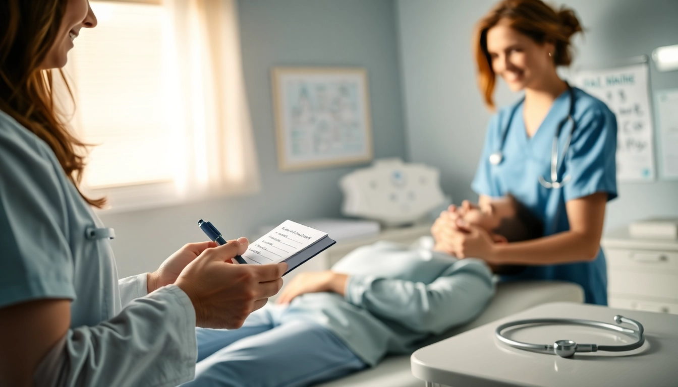Engaging scene of shadow health focused exam pain management showcasing a healthcare provider assessing patient comfort.