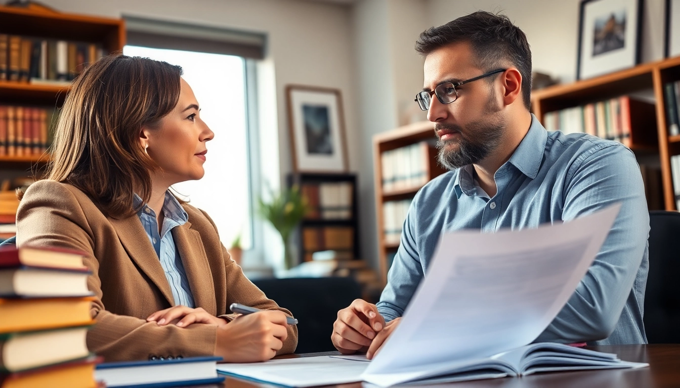 Engaging clearwater truck accident attorney meeting a client in a professional office.