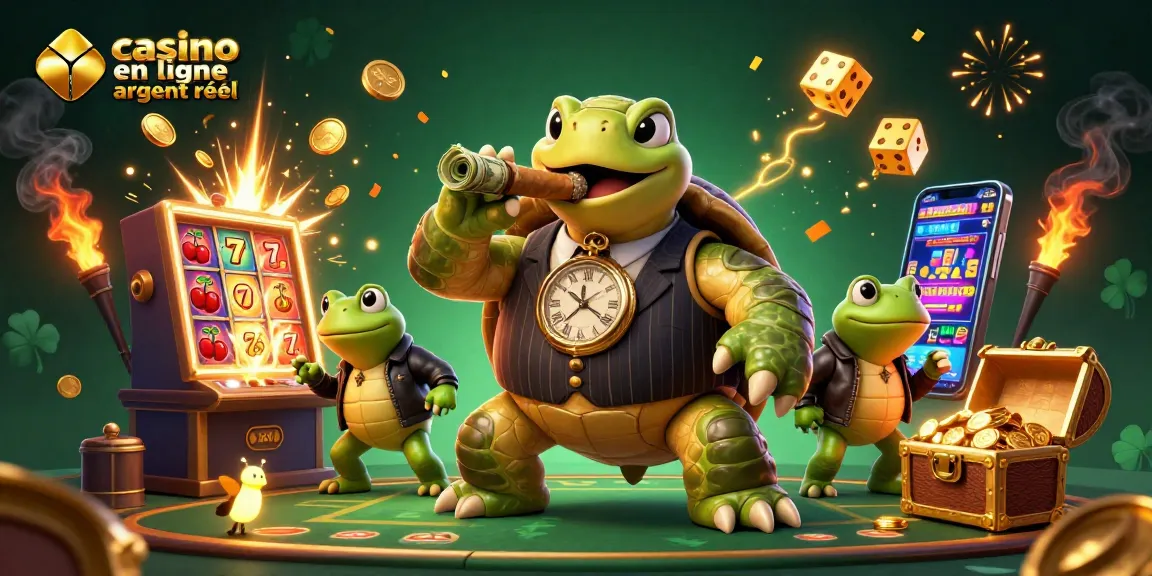 Découvrez le monde palpitant du casino en ligne argent réel avec une illustration dynamique et riche en éléments de jeu.