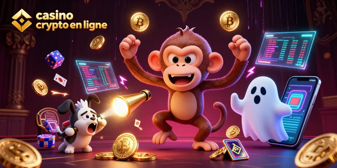 Animation captivante d'un casino crypto en ligne avec des personnages engageants pour attirer les joueurs.
