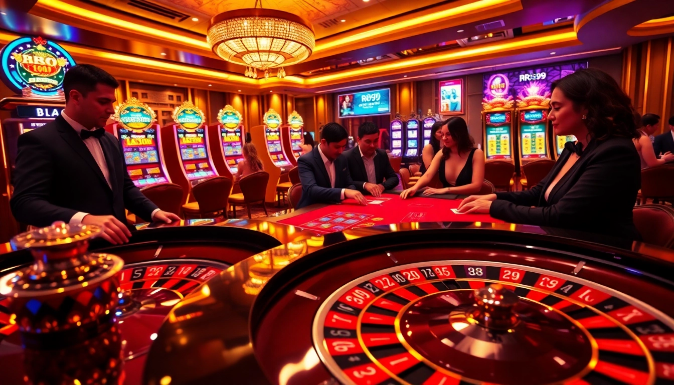 Experience the excitement of winning at RR99 casino games with vibrant roulette and poker.