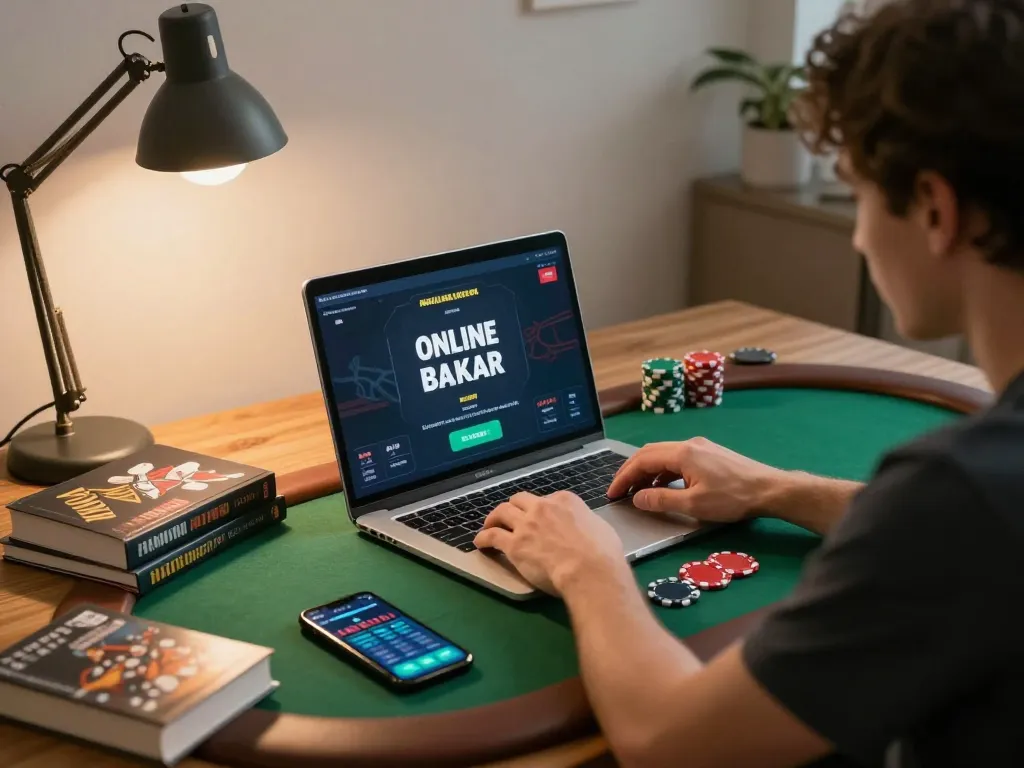A person strategizing bets while gaming at an Agen Casino Online, focused and responsible.