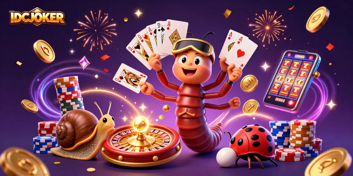 Experience thrilling gameplay with IDCJOKER's vibrant 3D casino scene featuring unique characters and game elements.