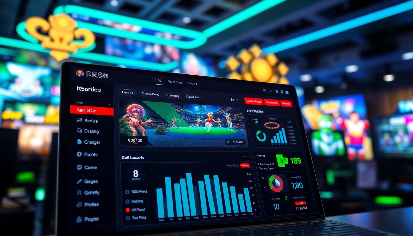 Interactive user dashboard displaying Nền Tảng RR88, showcasing vibrant gaming features and metrics.